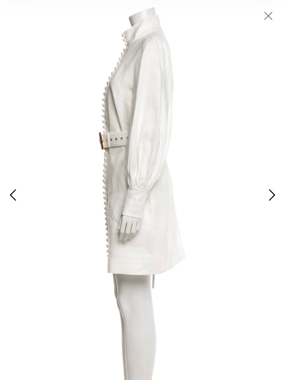 Zimmermann White Button-Front Belted Mini Dress Size 1 - Picture 6 of 13